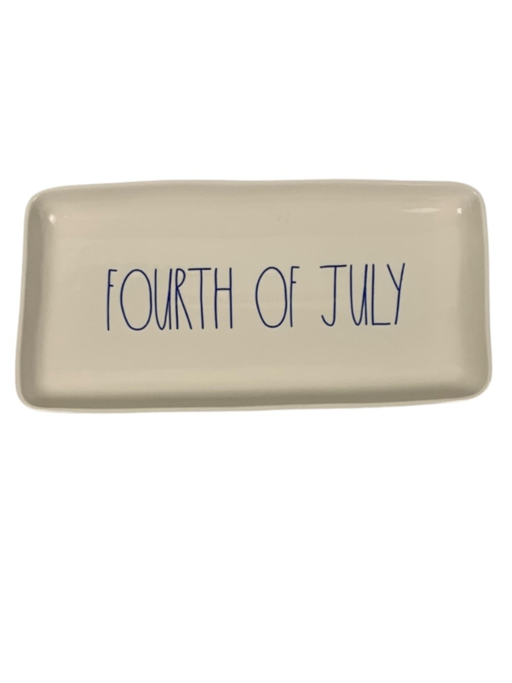 Rae Dunn Fourth of July Tray - Cream and Blue 14" X 7" Holiday Party